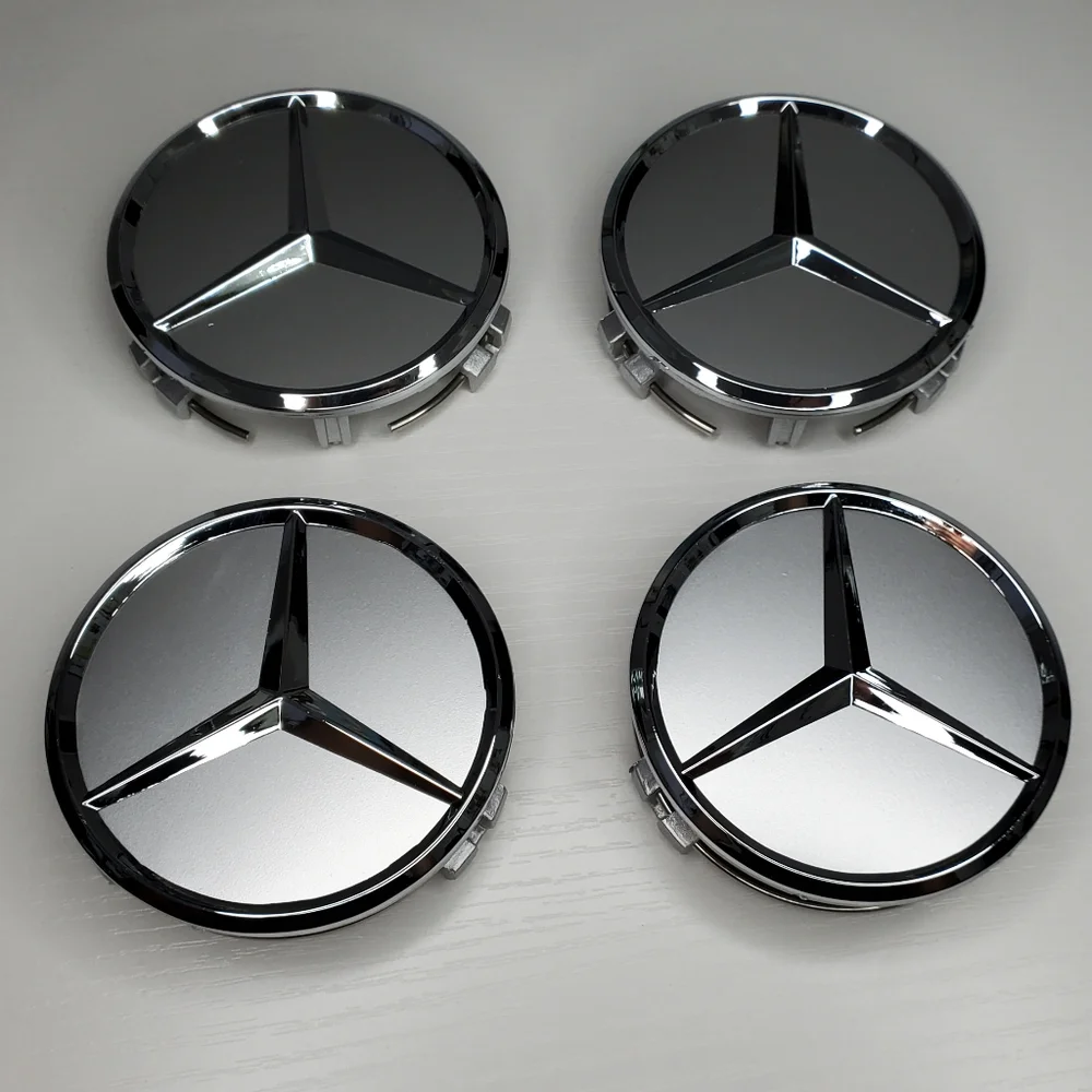 4 Silver WHEEL CENTER HUB CAPS EMBLEM FITS MERCEDES BENZ 75MM/ 3 IN - Picture 5 of 6